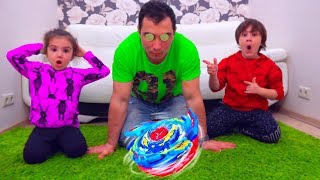 Камиль и Аминка ЗАГИПНОТИЗИРОВАЛИ ПАПУ c помощью BAYBLADE? Для Детей kids children
