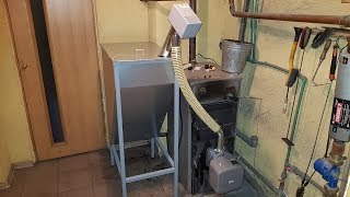 305. Dreiliņi / Sime malkas katls 25kW lietots / самотёк / ar granulu deglis Ferroli SUN P7N / 120м2