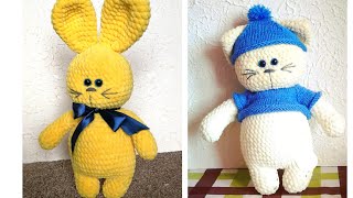 Плюшевый зайка крючком мастер класс | Зайчик из Himalaya dolfin baby | Игрушка из плюшевой пряжи