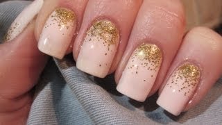 Gold ombre glitter - Złoty ombre brokat manicure - Wzory na paznokcie - Basevehei