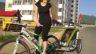 Детский велоприцеп. Велосипедная прогулка с ребёнком в специальном прицепе