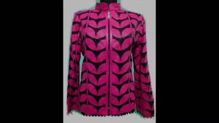 Leather Leaf Jacket for Women Zipper Short Light Genuine Lambskin Handmade Real Soft Zip Meshed D1