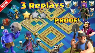 ?3 REPLAYS!?NEW TH12 WAR BASE 2018 ANTI 2 STAR Anti Everything Miner,BoWitch,Anti Queen Walk,Hog