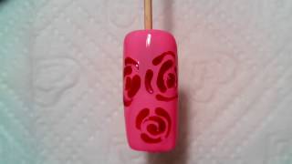 маникюр рисунки на ногтях для начинающих .Розы. Manicure Nail Art Design acrylic paints. Roses