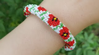 Herringbone beaded bracelet/DIY bracelet/Браслет из бисера/Браслет МАКИ/Бисероплетение/Жгут иглой