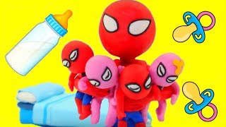 SPIDERMAN BABYSITTING ❤ Hulk & Frozen Elsa Play Doh Cartoons For Kids ❤ Play Doh Stop Motion