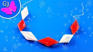 Простая Оригами Гирлянда из бумаги ❄ Поделки из бумаги на Новый Год