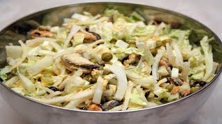 Салат с Мидиями. Очень Сочный и Вкусный Рецепт !