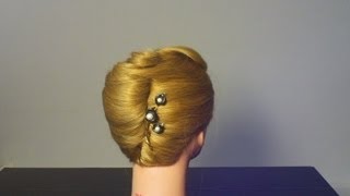 Прическа : " Ракушка". French twist hairstyle for medium hair tutorial