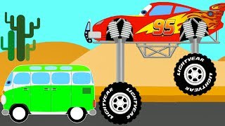 Color Lightning McQueen and Bus - Cars Cartoon for Kids and Superheroes for babies