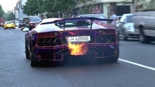 2 LOUD Lamborghini Aventadors SPITTING FLAMES In London!!