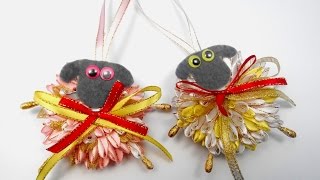 Kanzashi. Christmas lamb / Канзаши. Новогодняя овечка