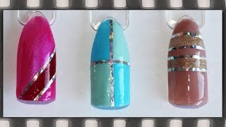 Скотч-лента на гель-лаке маникюр. Дизайн ногтей с лентой | Silver Tape Nail Art