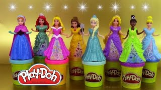 8 Play Doh Magiclip Disney Princesses Pâte à modeler Poupées Magic Clip