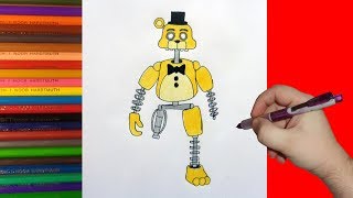 How to draw ignited Golden Freddy, Как нарисовать игнайт Голден Фредди