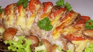 Запеченное мясо "Книжка" и картофель "Нарядный"