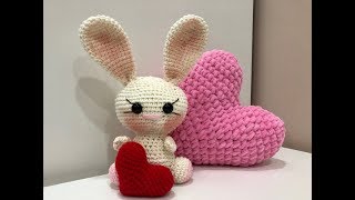 #1 Зайчик - валентинка вязаный крючком / вязаная игрушка за один день