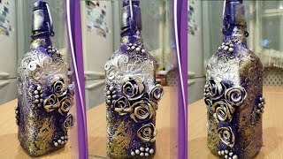Декупаж бутылки для интерьера можно и в подарок