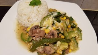 calabacitas con champiñones y rajas poblanas