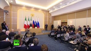 Владимир Путин и премьер-министр Италии проводят пресс-конференцию по итогам встречи