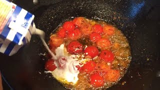 Паста с беконом из мраморной говядины. Карбонара