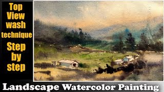 Top view Watercolor landscape | watercolor tips and tricks by Biki das