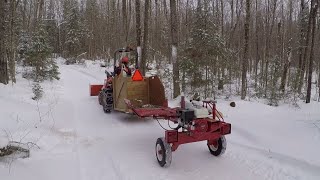 Kubota B2601 compact tractor. Split-Fire 3255 wood splitter. Blow down. Firewood. outdoors. #243