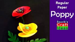 How to make  poppy flower using normal paper | Souvik's Craft Ideas