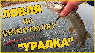 БЕЗМОТЫЛКА. Ловля щуки на безмотылку УРАЛКА зимой на реке