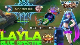 Mobile Legends - New Skin BLUE SPECTRE Layla Gameplay and Build [MVP]
